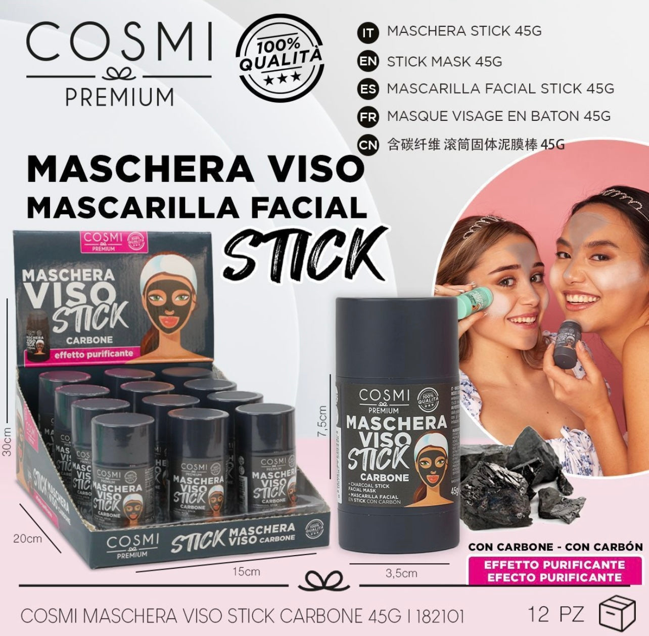 Stick de efeito purificante de carvão- Cosmi