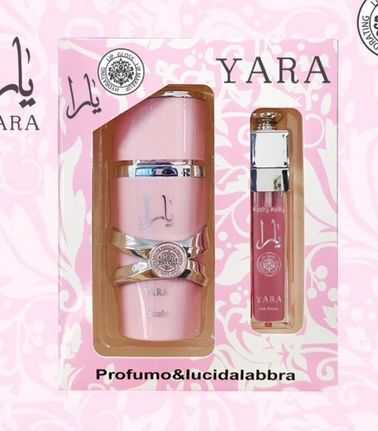 Conjunto de perfume e gloss Yara Rosa