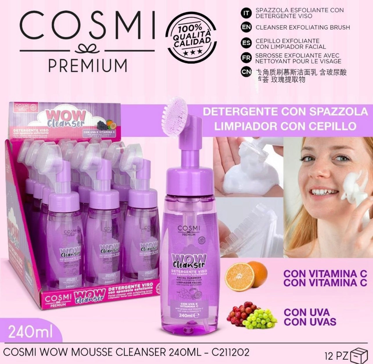 Espuma de limpeza facial Vitamina C e E- Cosmi