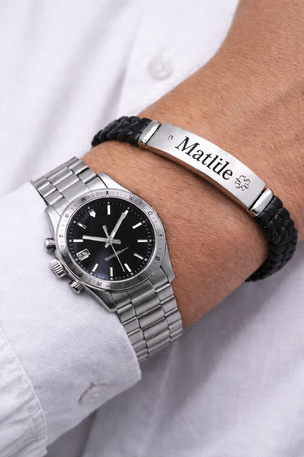 Pulseira Couro Entrelaçada- MH