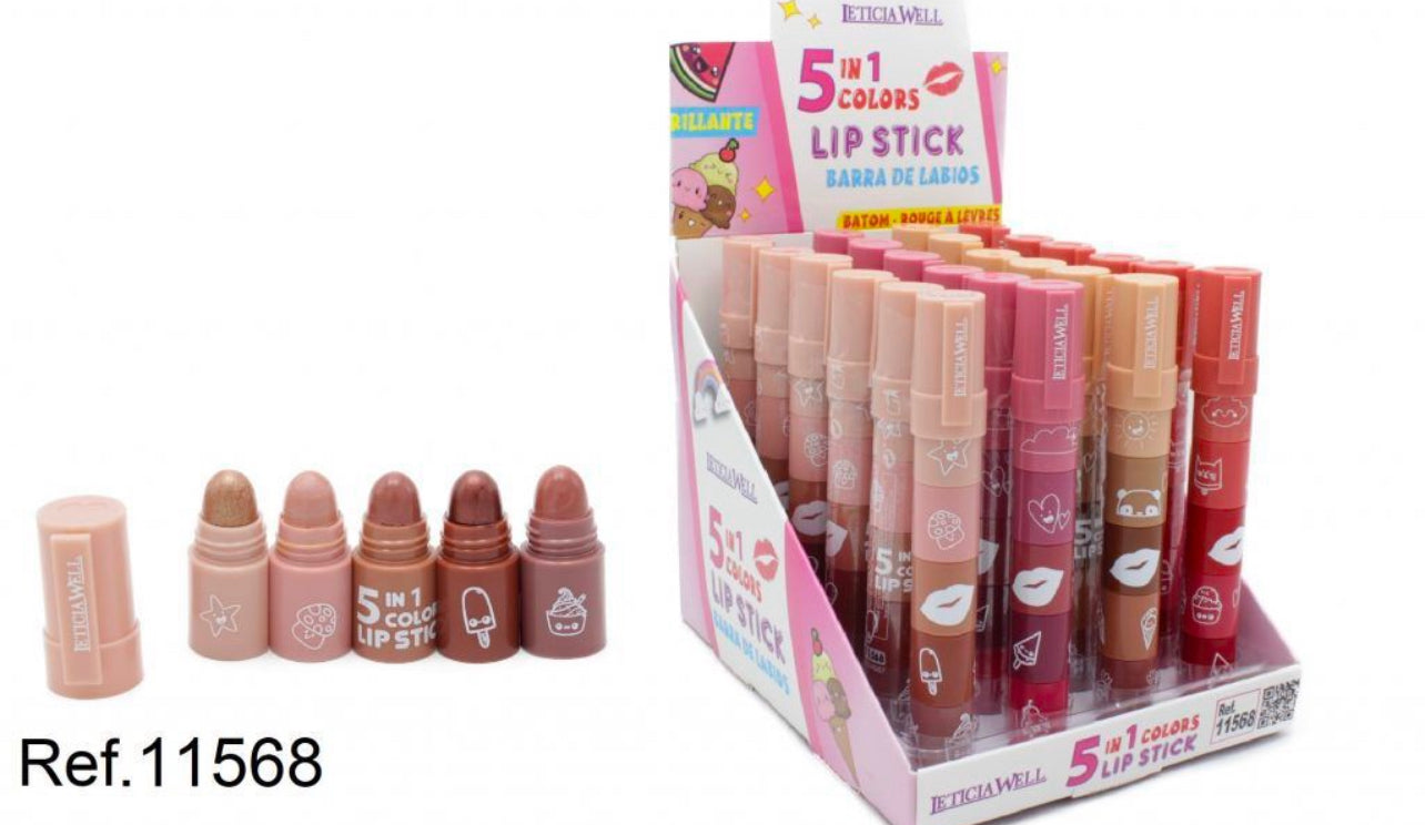 Lip Stick 5 cores em 1- Letícia Well