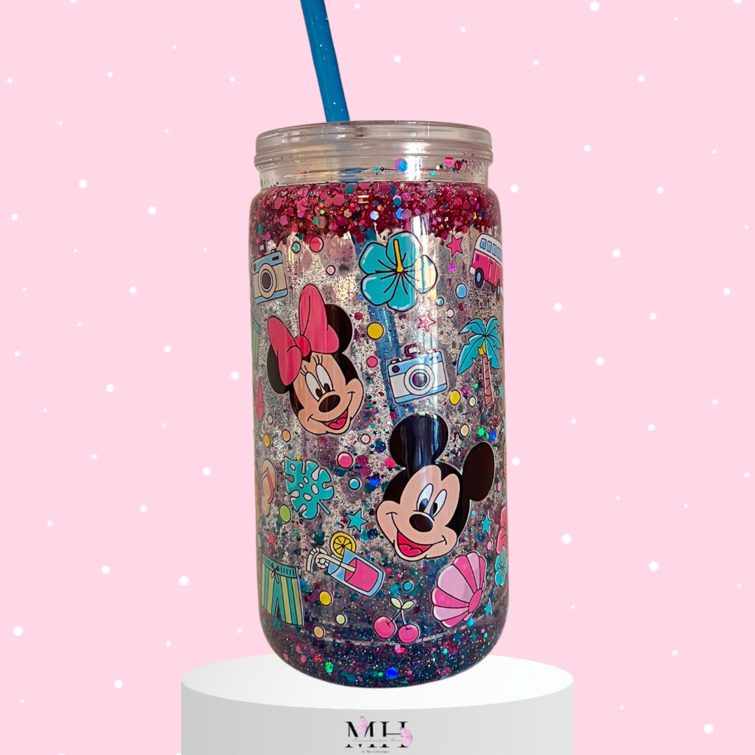 Copo Glitter 470ml Minnie e Mickey- MH