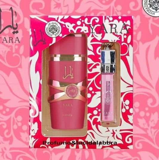 Conjunto de perfume e gloss Yara Candy