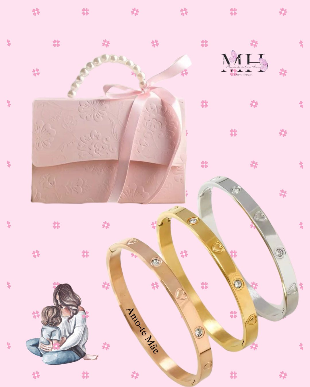 Box Pulseira Hearts Dia da Mãe- MH