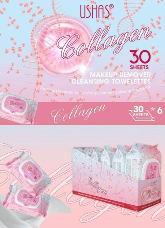 Toalhitas Desmaquilhantes de Colagénio- Ushas