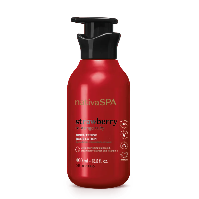 Loção corporal hidratante Morango Ruby, 400ml- NativaSpa